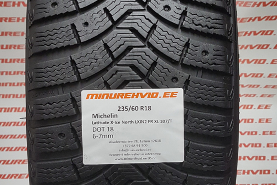 Used studded tire 235/60R18 Michelin Latitude X-Ice North LXIN2 XL 107/T/