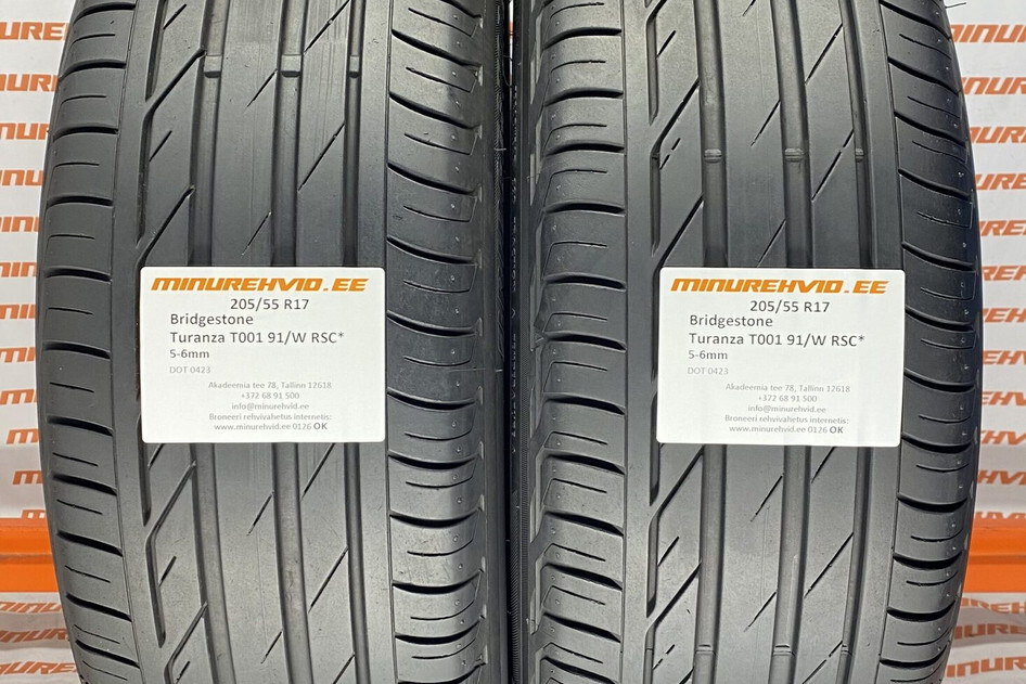 Used summer tire 205/55R17 Bridgestone Turanza T001 91/W RSC*