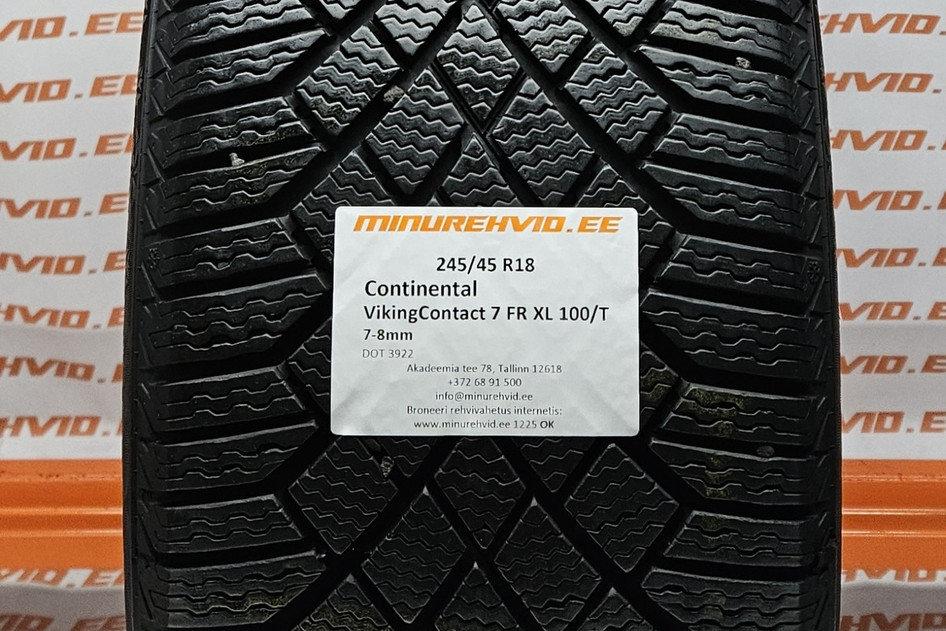 Used studless winter tire 245/45R18 Continental VikingContact 7 FR XL 100/T.