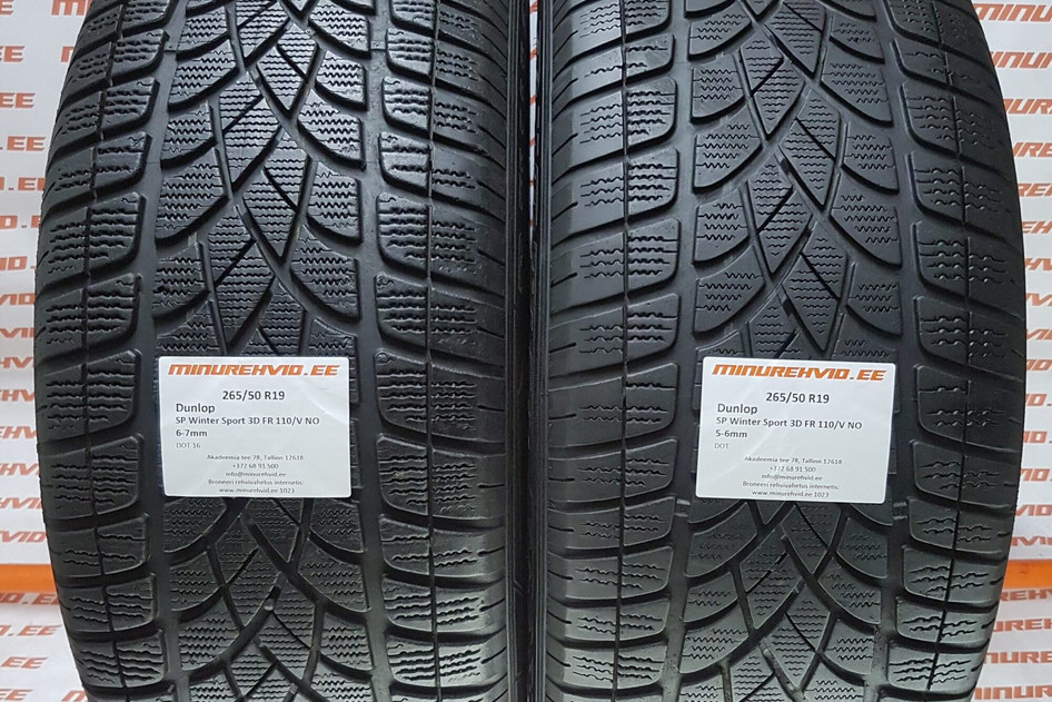 Used studless winter tire 265/50R19 Dunlop SP Winter Sport 3D FR 110/V NO