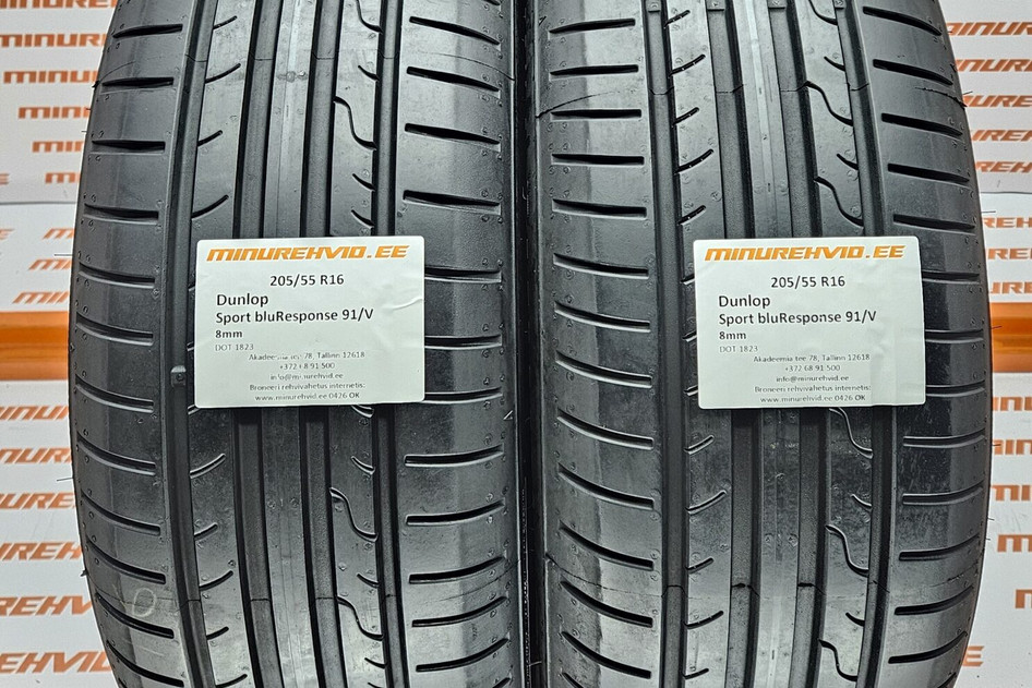 Подержанный летняя шина 205/55R16 Dunlop Sport bluResponse 91/V