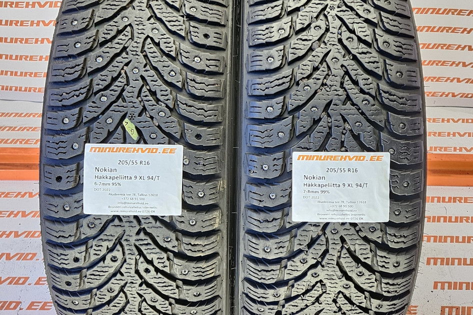 Подержанный шипованная шина 205/55R16 Nokian Hakkapeliitta 9 XL 94/T