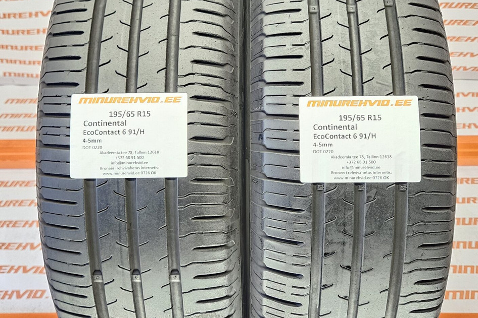 Used summer tire 195/65R15 Continental EcoContact 6 91/H