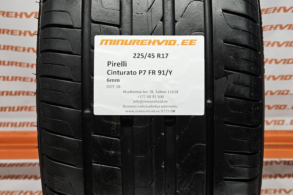 Kasutatud suverehv 225/45R17 Pirelli Cinturato P7 FR 91/Y.