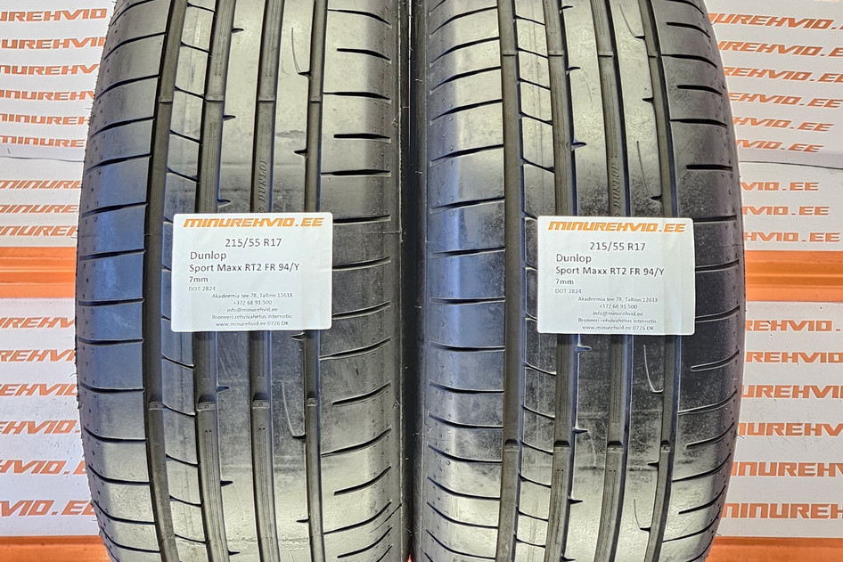 Used summer tire 215/55R17 Dunlop Sport Maxx RT2 FR 94/Y 2x6-7 20 2x7 24