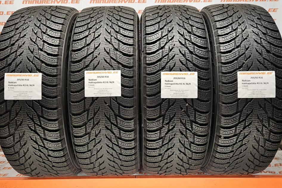 Подержанный нешипованная шина 205/60R16 Nokian Hakkapeliitta R3 XL 96/R