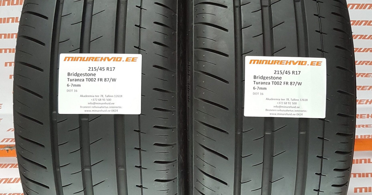 Used summer tire 215/45R17 Bridgestone Turanza T002 FR 87/W