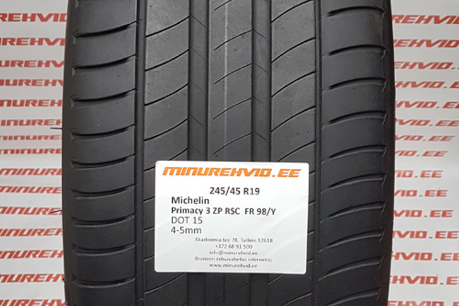 Kasutatud suverehv 245/45R19 Michelin Primacy 3 ZP RSC FR 98/Y