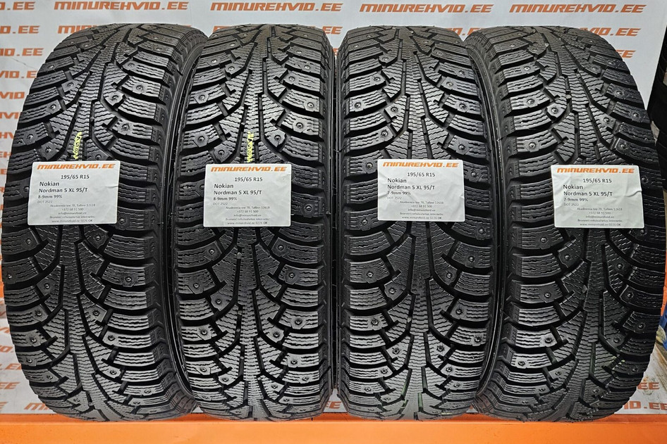 Naudota studded tire 195/65R15 Nokian Nordman 5 XL 95/T