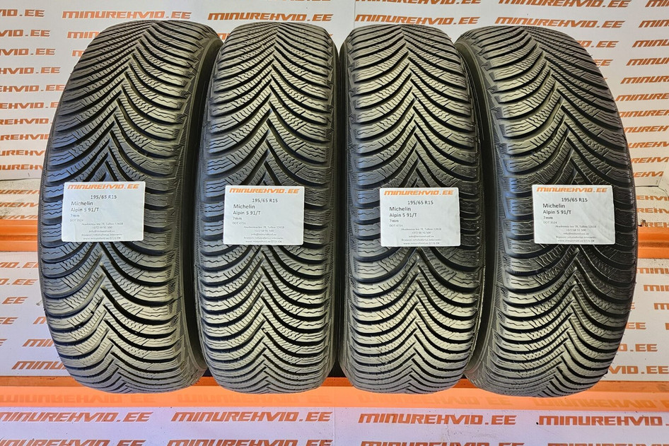 Used studless winter tire 195/65R15 Michelin Alpin 5 91/T 2x3524 2x4724