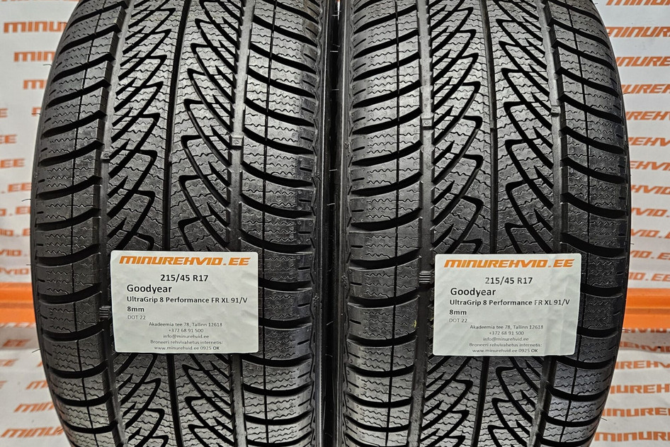Used studless winter tire 215/45R17 GoodYear UltraGrip 8 Performance FR XL 91/V
