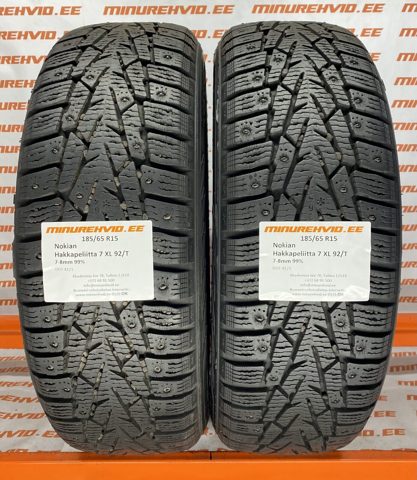 Used studded tire 185/65R15 Nokian Hakkapeliitta 7 XL 92/T