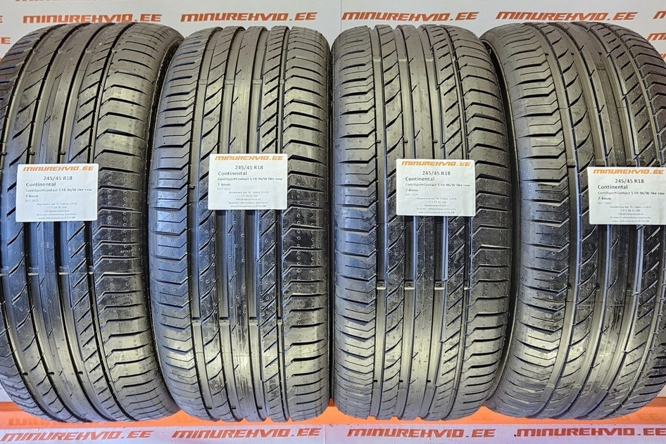 Подержанный летняя шина 245/45R18 Continental ContiSportContact 5 FR 96/W like new 2025
