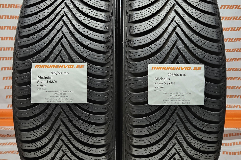 Used studless winter tire 205/60R16 Michelin Alpin 5 92/H