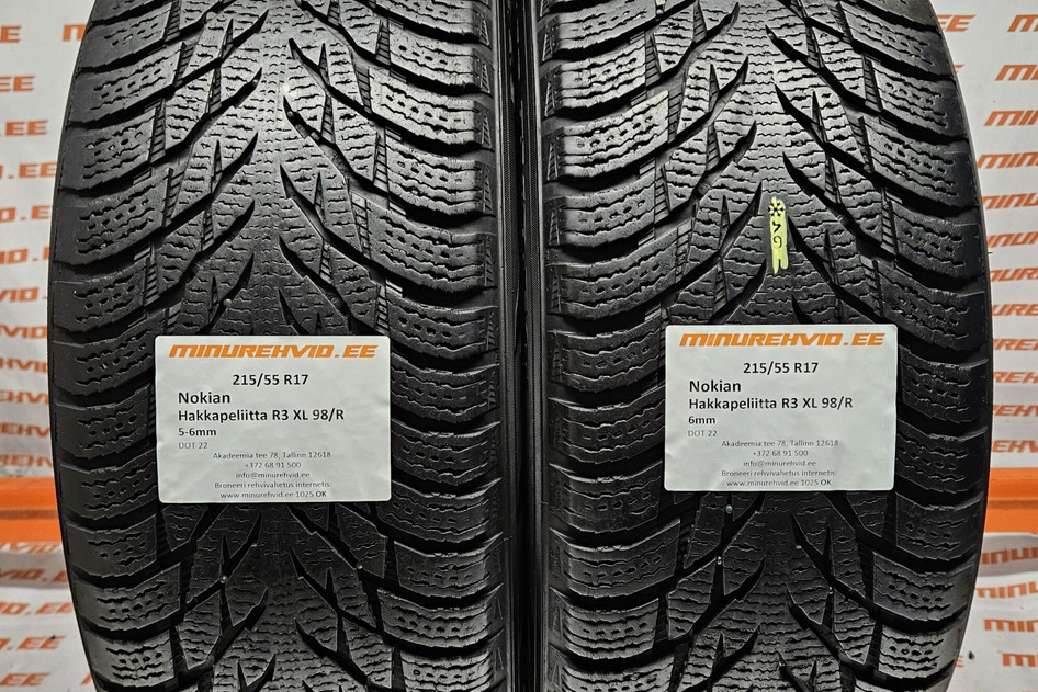 Used studless winter tire 215/55R17 Nokian Hakkapeliitta R3 XL 98/R