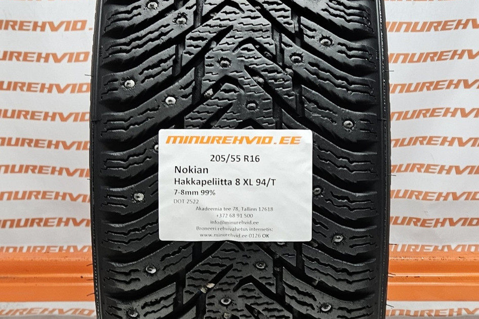 Подержанный шипованная шина 205/55R16 Nokian Hakkapeliitta 8 XL 94/T