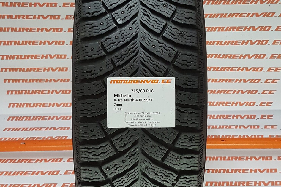 Used studded tire 215/60R16 Michelin X-Ice North 4 XL 99/T/