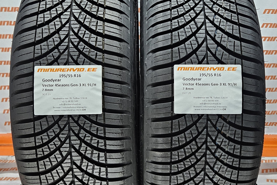 Подержанный нешипованная шина 195/55R16 GoodYear Vector 4Seaons Gen-3 XL 91/H