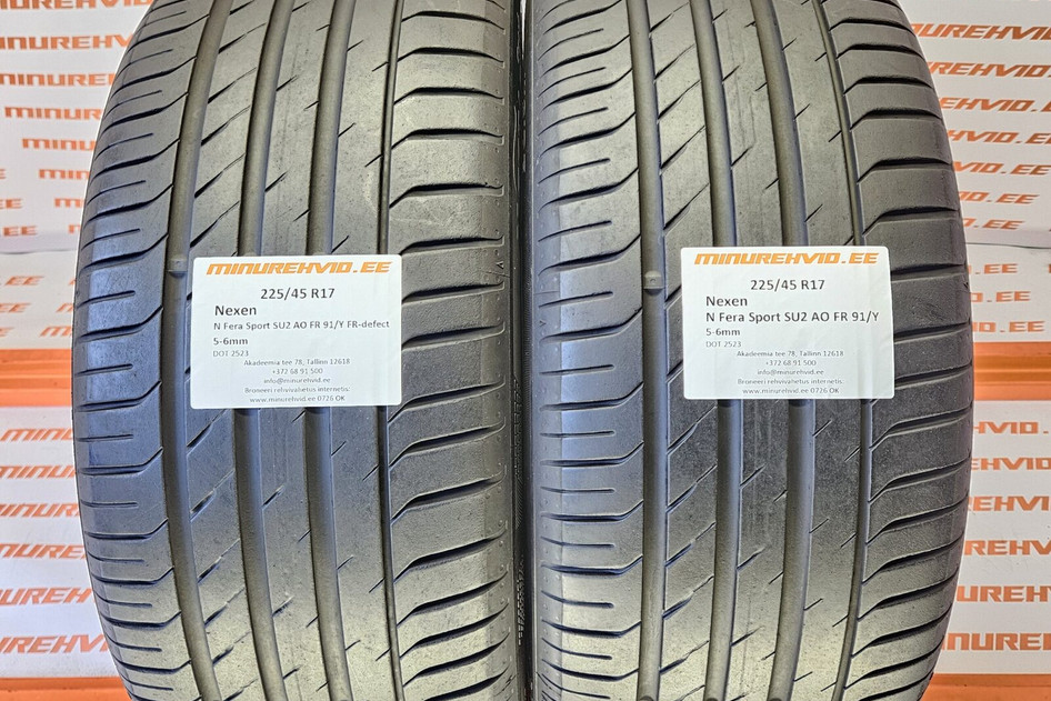 Used summer tire 225/45R17 Nexen N Fera Sport SU2 AO FR 91/Y 1xFR-defect
