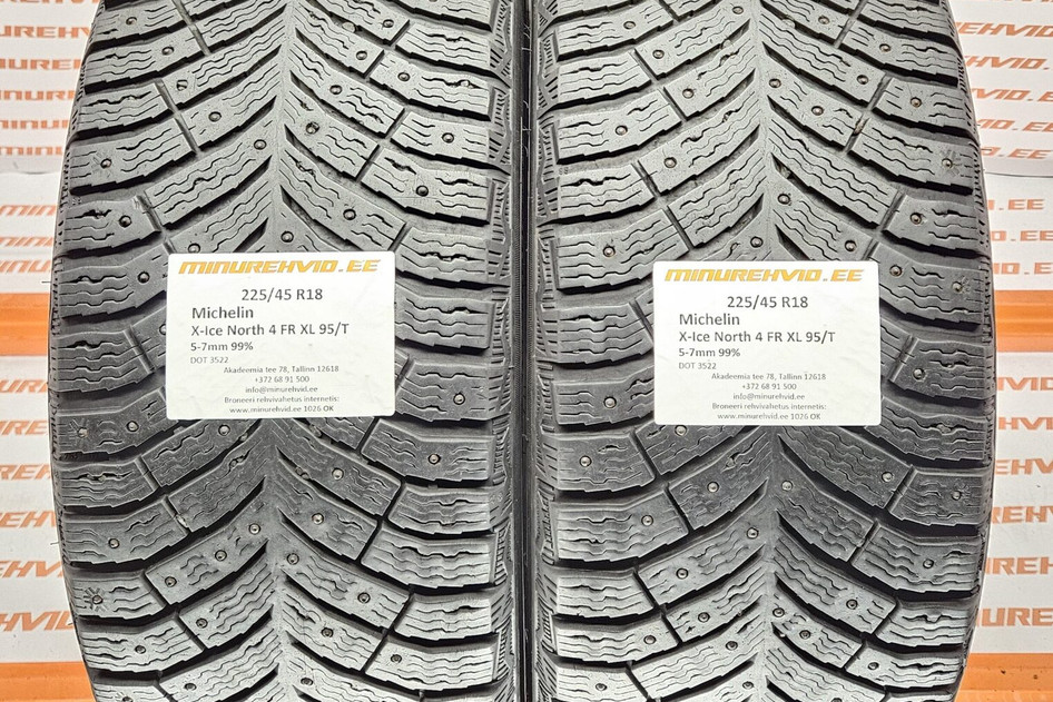Подержанный шипованная шина 225/45R18 Michelin X-Ice North 4 FR XL 95/T