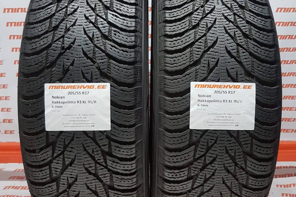 Used studless winter tire 205/55R17 Nokian Hakkapeliitta R3 XL 95/R