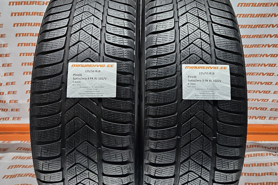 Used studless winter tire 225/55R18 Pirelli SottoZero 3 FR XL 102/V