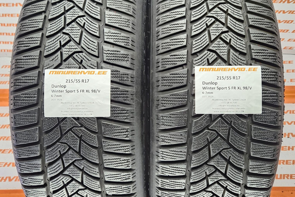 Used studless winter tire 215/55R17 Dunlop Winter Sport 5 FR XL 98/V 3924