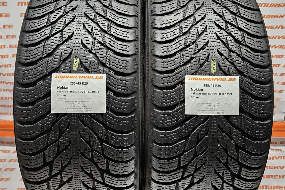 Used studless winter tire 255/45R20 Nokian Hakkapeliitta R3 SUV FR XL 105/T