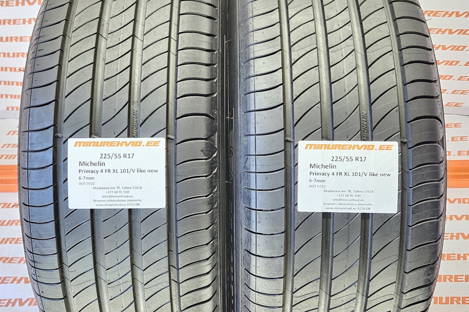 Подержанный летняя шина 225/55R17 Michelin Primacy 4 FR XL 101/V like new