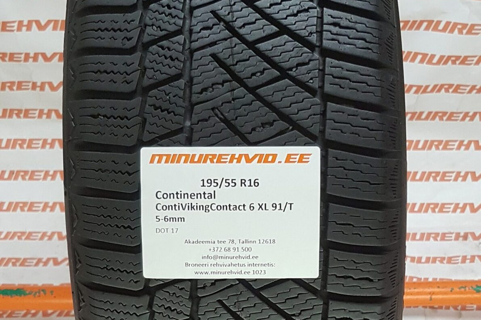 Used studless winter tire 195/55R16 Continental ContiVikingContact 6 XL 91/T