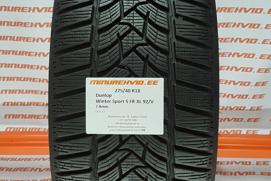 Used studless winter tire 225/40R18 Dunlop Winter Sport 5 FR XL 92/V