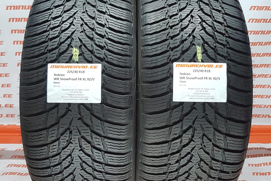 Used studless winter tire 225/40R18 Nokian WR SnowProof FR XL 92/V