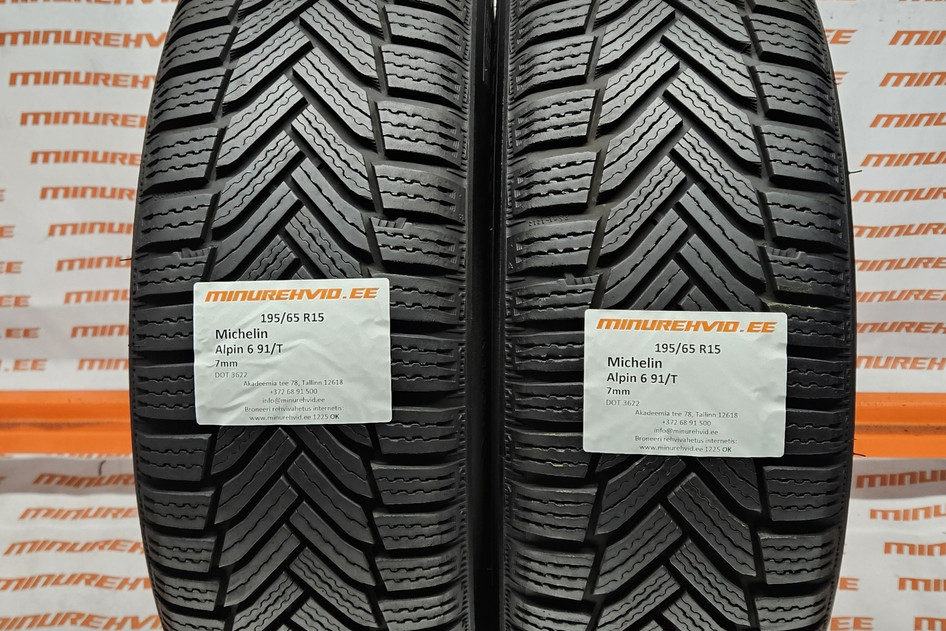 Used studless winter tire 195/65R15 Michelin Alpin 6 91/T