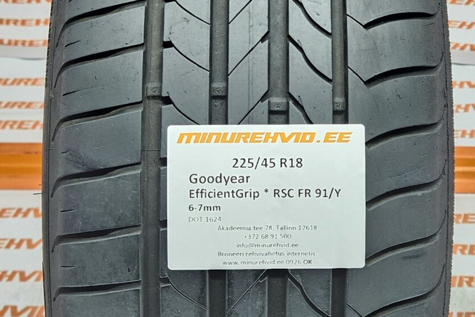 Подержанный летняя шина 225/45R18 GoodYear EfficientGrip * RSC FR 91/Y