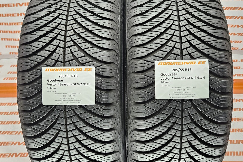 Used studless winter tire 205/55R16 GoodYear Vector 4Seasons GEN-2 91/H 4924