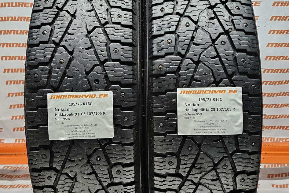 Подержанный шипованная шина 195/75R16 Nokian Hakkapeliitta C3 107/105 R