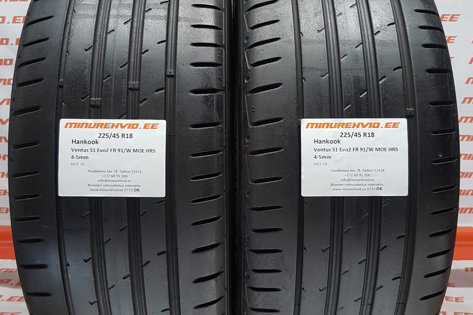 Used summer tire 225/45R18 Hankook Ventus S1 Evo 2 FR 91/W MOE RSC