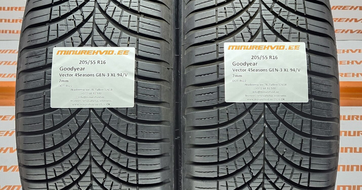 Used studless winter tire 205/55R16 GoodYear Vector 4Seasons GEN-3 XL