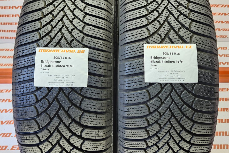 Подержанный нешипованная шина 205/55R16 Bridgestone Blizzak 6 Enliten 91/H