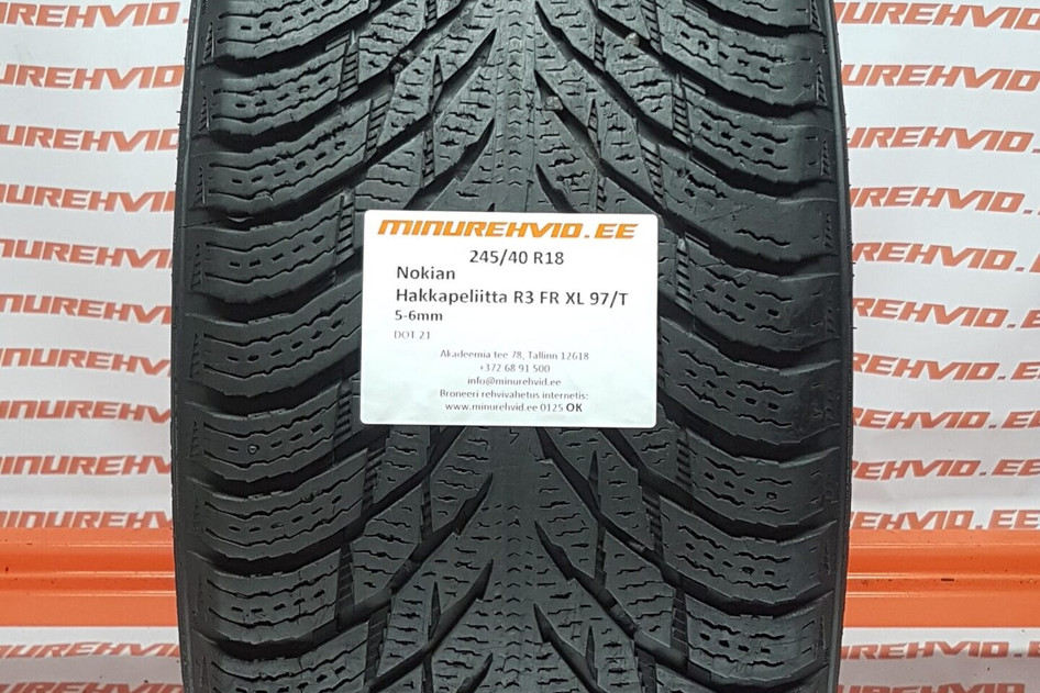 Used studless winter tire 245/40R18 Nokian Hakkapeliitta R3 FR XL 97/T