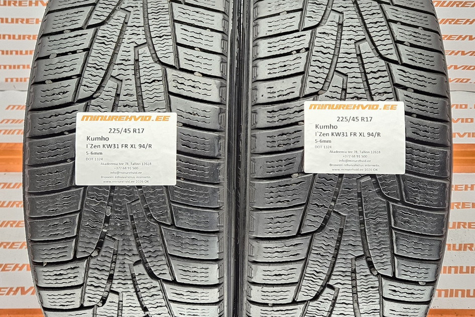 Подержанный нешипованная шина 225/45R17 Kumho I`Zen KW31 FR XL 94/R