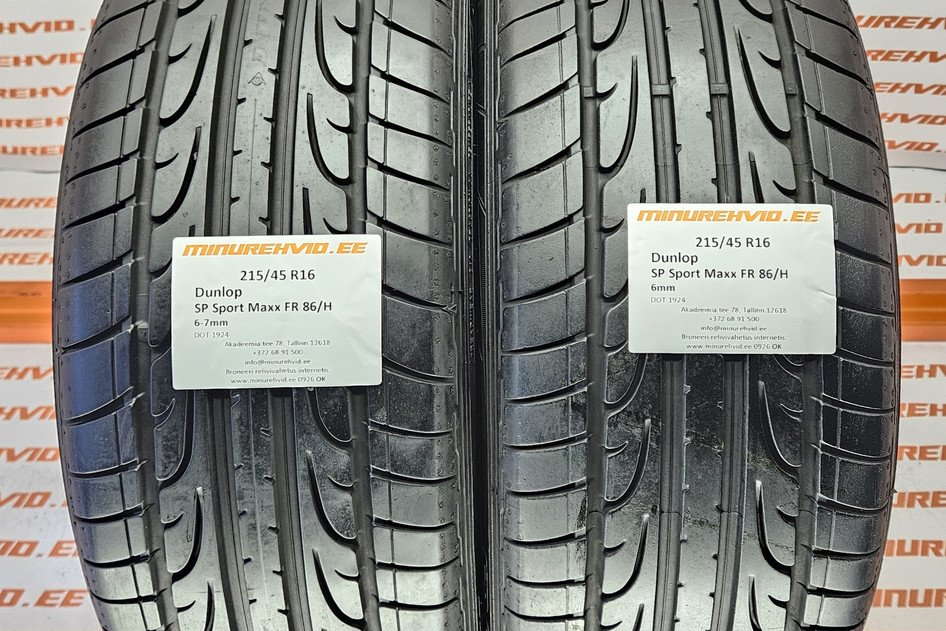 Подержанный летняя шина 215/45R16 Dunlop SP Sport Maxx FR 86/H 2x0925 + 2x1924