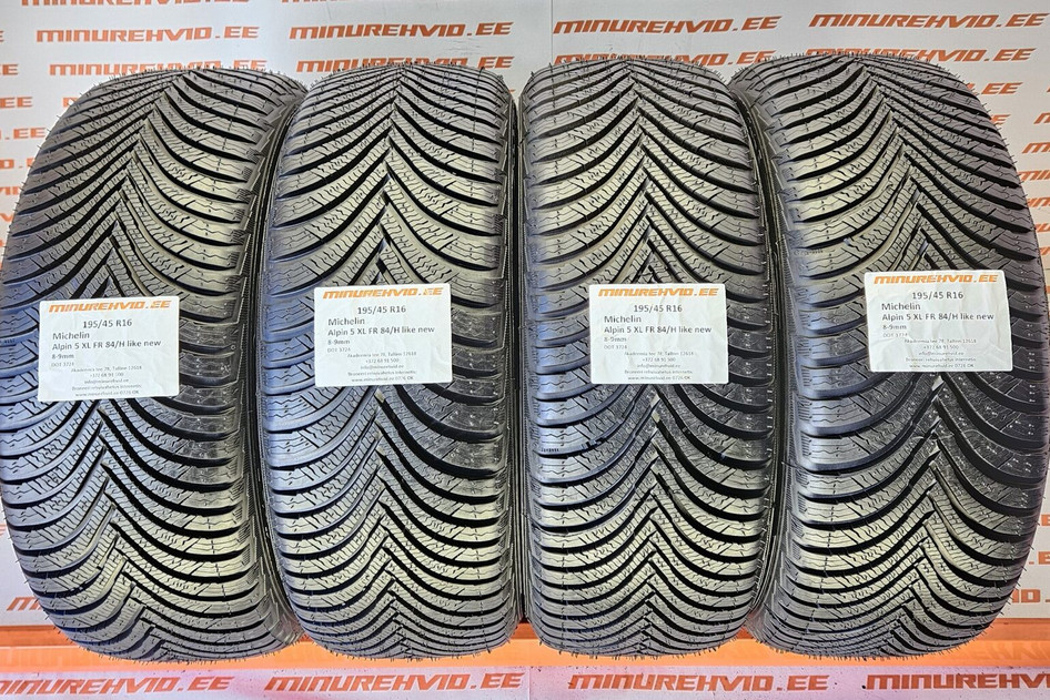 Used studless winter tire 195/45R16 Michelin Alpin 5 XL FR 84/H like new