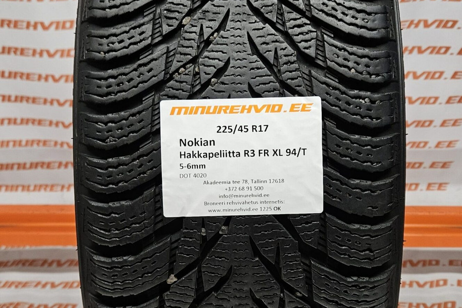 Used studless winter tire 225/45R17 Nokian Hakkapeliitta R3 FR XL 94/T