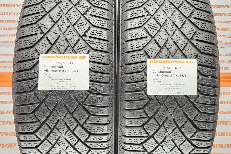 Подержанный нешипованная шина 215/55R17 Continental VikingContact 7 XL 98/T