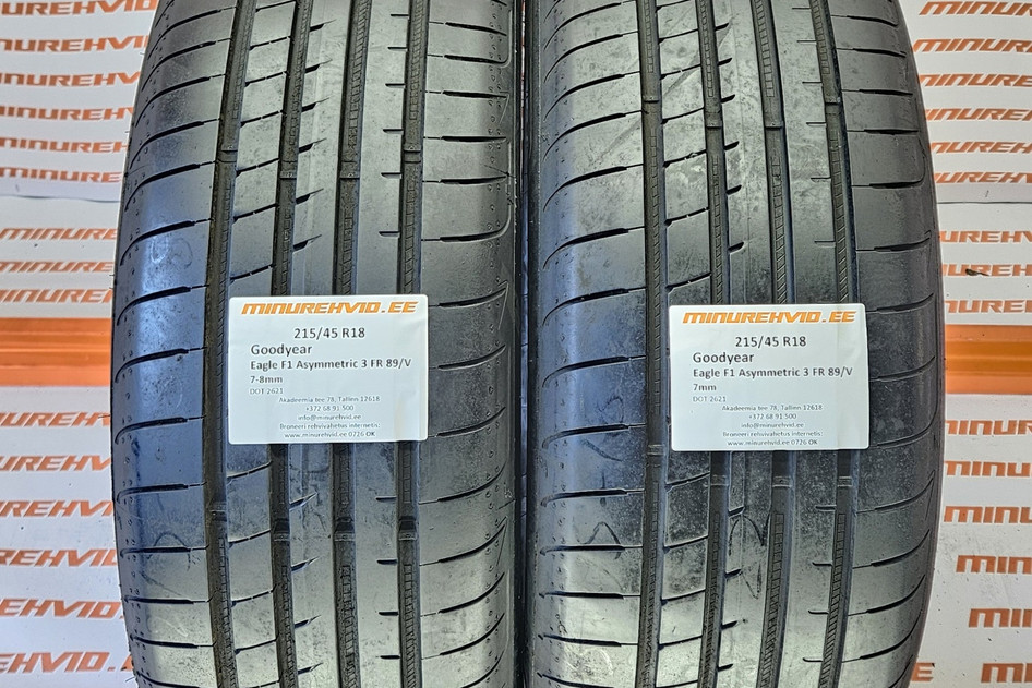 Used summer tire 215/45R18 GoodYear Eagle F1 Asymmetric 3 FR 89/V