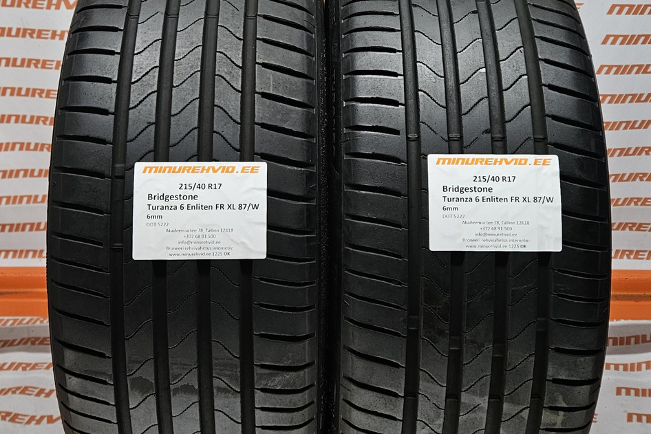 Used summer tire 215/40R17 Bridgestone Turanza 6 Enliten FR XL 87/W