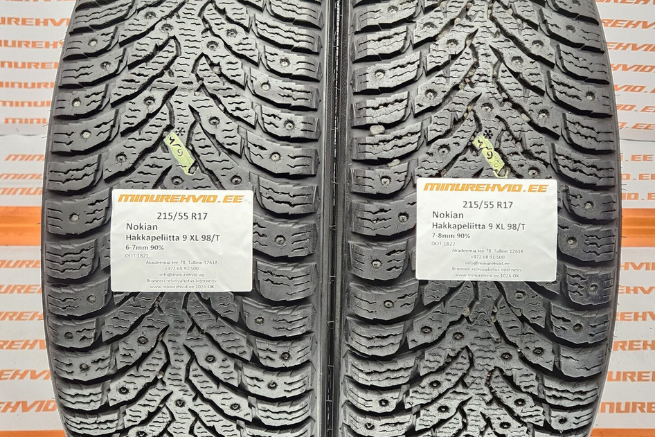 Подержанный шипованная шина 215/55R17 Nokian Hakkapeliitta 9 XL 98/T 1822