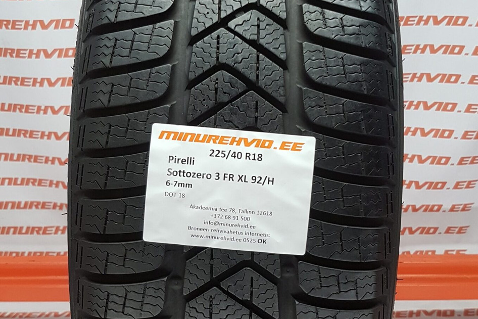 Used studless winter tire 225/40R18 Pirelli SottoZero 3 FR XL 92/H