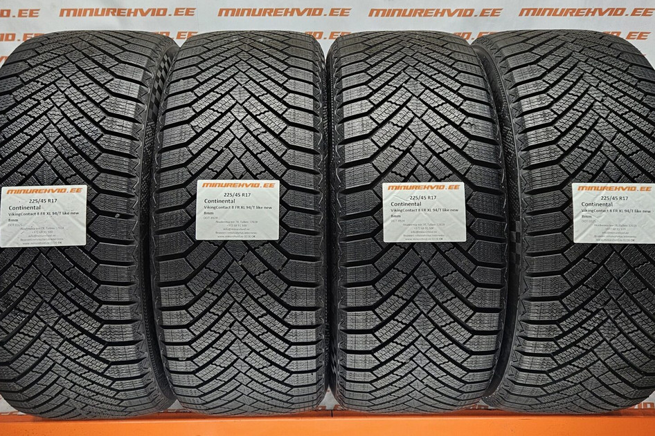 Used studless winter tire 225/45R17 Continental VikingContact 8 FR XL 94/T like new